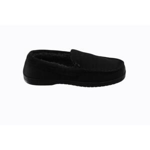 Dearfoams Men's Keaton Memory Foam‎ Moccasin Wide With Size Small 7-8 Black